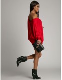 Multifunctional dress/tunic/blouse with batwing sleeves 3 in 1 red FG632